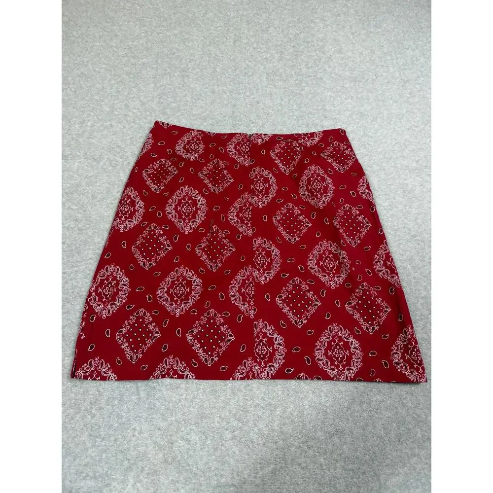 Y2K Sonoma Womens Size 10 Red Bandana Print Mini Skirt